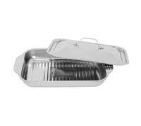 iplusmile Plat à Poisson Rectangulaire en Acier Inoxydable avec Couvercle, Design Profond Anti-débordement, Distribution Uniforme Chaleur pour Cuisson au Four et Repas Festifs