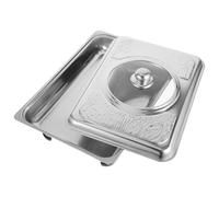 iplusmile Plateau de Service Rectangulaire avec Couvercle Usage Polyvalent Facile à Transporter en Acier Inoxydable pour Buffet et Fêtes en Extérieur