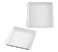iplusmile Plateaux Carrés en Plastique Blanc 40 CM Lot de 2, Assiettes pour Pots de Fleurs sans Trou, pour Plantes en Pot et Décoration Maison