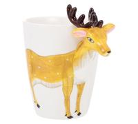 iplusmile Tasse à Café en Céramique 500ml Design 3d Cerf Élégant, Bordure Lisse, Style Vintage et Décoratif, Petit-déjeuner Thé