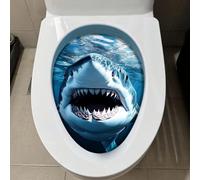 Iprokiu Autocollant mural 3D en forme d'animal mignon et amusant pour abattant de toilette - Motif écureuil - Décoration d'intérieur (requin)