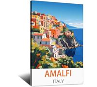 iPuzou Amalfi Affiche de voyage vintage sur toile pour décoration murale Motif Italie 20 x 30 cm