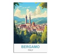 iPuzou Poster de voyage vintage de Bergame, Italie, 20 x 30 cm, décoration murale, affiches imprimées, peintures pour salon, 20 x 30 cm