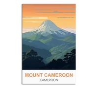 iPuzou Poster de voyage vintage Mont Cameroun sur toile pour décoration murale d'intérieur (60 x 90 cm)