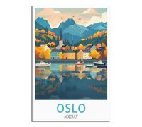 iPuzou Poster de voyage vintage Oslo Norvège sur toile pour décoration murale salon 20 x 30 cm