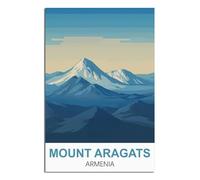 iPuzou Poster de voyage vintage sur toile du Mont Aragats Arménie - Décoration murale pour salon - 20 x 30 cm