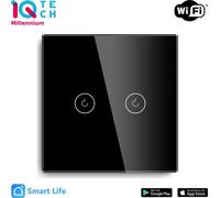 iQtech Millennium NoN WiFi, 2 interrupteurs Smartlife, noir
