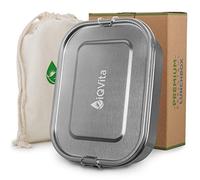 iQVita® Boîte à déjeuner en acier inoxydable de qualité supérieure, 1400 ml, Anti-fuite avec cloison flexible, 2 compartiments, Résistant à la fuite, Argenté, Unisexe