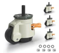 IQWTU Roulettes pour Meubles Lourd Jusqu'à 1000KG Rotation à 360 Degrés, 50mm Roulette Pivotantes avec Poignée à Cliquet, Lot de 4 Roulettes de Nivellement Roulette pour Meuble Tige Fileté M12x30mm
