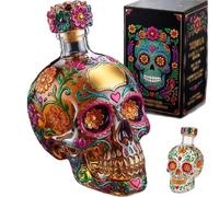 IRCKONCI Bouteille Day Of The Dead, Bouteille De Carafe À Crâne Gothique, Tequila Édition Day Of The Dead, Carafe À Décanter Vide En Verre Sculpté for La Maison, Décoration De Bar