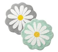 IRCKONCI Lot De 2 Tapis De Bain Mignons 60 X 60 Cm, Motif Floral, Absorbant l'eau, Antidérapant, Doux, Lavable en Machine, for Chambre À Coucher, Cuisine, Salle De Bain, Toilettes(Gray+Light Green)
