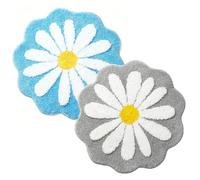 IRCKONCI Lot De 2 Tapis De Bain Mignons 60 X 60 Cm, Motif Floral, Absorbant l'eau, Antidérapant, Doux, Lavable en Machine, for Chambre À Coucher, Cuisine, Salle De Bain, Toilettes(Light Blue+Gray)