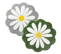 IRCKONCI Lot De 2 Tapis De Bain Mignons 60 X 60 Cm, Motif Floral, Absorbant l'eau, Antidérapant, Doux, Lavable en Machine, for Chambre À Coucher, Cuisine, Salle De Bain, Toilettes(Gray+Green)
