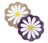 IRCKONCI Lot De 2 Tapis De Bain Mignons 60 X 60 Cm, Motif Floral, Absorbant l'eau, Antidérapant, Doux, Lavable en Machine, for Chambre À Coucher, Cuisine, Salle De Bain, Toilettes(Brown+Purple)