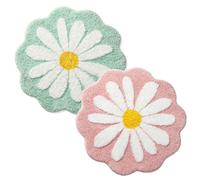IRCKONCI Lot De 2 Tapis De Bain Mignons 60 X 60 Cm, Motif Floral, Absorbant l'eau, Antidérapant, Doux, Lavable en Machine, for Chambre À Coucher, Cuisine, Salle De Bain, Toilettes(Light Green+Pink)