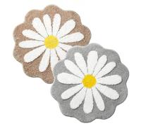 IRCKONCI Lot De 2 Tapis De Bain Mignons 60 X 60 Cm, Motif Floral, Absorbant l'eau, Antidérapant, Doux, Lavable en Machine, for Chambre À Coucher, Cuisine, Salle De Bain, Toilettes(Brown+Gray)