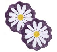 IRCKONCI Lot De 2 Tapis De Bain Mignons 60 X 60 Cm, Motif Floral, Absorbant l'eau, Antidérapant, Doux, Lavable en Machine, for Chambre À Coucher, Cuisine, Salle De Bain, Toilettes(Purple)