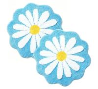 IRCKONCI Lot De 2 Tapis De Bain Mignons 60 X 60 Cm, Motif Floral, Absorbant l'eau, Antidérapant, Doux, Lavable en Machine, for Chambre À Coucher, Cuisine, Salle De Bain, Toilettes(Light Blue)