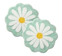 IRCKONCI Lot De 2 Tapis De Bain Mignons 60 X 60 Cm, Motif Floral, Absorbant l'eau, Antidérapant, Doux, Lavable en Machine, for Chambre À Coucher, Cuisine, Salle De Bain, Toilettes(Light Green)