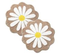 IRCKONCI Lot De 2 Tapis De Bain Mignons 60 X 60 Cm, Motif Floral, Absorbant l'eau, Antidérapant, Doux, Lavable en Machine, for Chambre À Coucher, Cuisine, Salle De Bain, Toilettes(Brown)