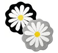 IRCKONCI Lot De 2 Tapis De Bain Mignons 60 X 60 Cm, Motif Floral, Absorbant l'eau, Antidérapant, Doux, Lavable en Machine, for Chambre À Coucher, Cuisine, Salle De Bain, Toilettes(Black+Gray)