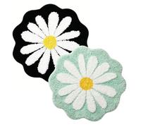 IRCKONCI Lot De 2 Tapis De Bain Mignons 60 X 60 Cm, Motif Floral, Absorbant l'eau, Antidérapant, Doux, Lavable en Machine, for Chambre À Coucher, Cuisine, Salle De Bain, Toilettes(Black+Light Green)