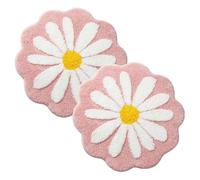 IRCKONCI Lot De 2 Tapis De Bain Mignons 60 X 60 Cm, Motif Floral, Absorbant l'eau, Antidérapant, Doux, Lavable en Machine, for Chambre À Coucher, Cuisine, Salle De Bain, Toilettes(Pink)