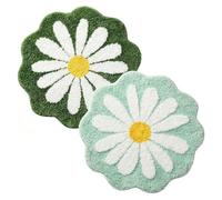 IRCKONCI Lot De 2 Tapis De Bain Mignons 60 X 60 Cm, Motif Floral, Absorbant l'eau, Antidérapant, Doux, Lavable en Machine, for Chambre À Coucher, Cuisine, Salle De Bain, Toilettes(Green+Light Green)