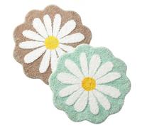 IRCKONCI Lot De 2 Tapis De Bain Mignons 60 X 60 Cm, Motif Floral, Absorbant l'eau, Antidérapant, Doux, Lavable en Machine, for Chambre À Coucher, Cuisine, Salle De Bain, Toilettes(Brown+Light Green)