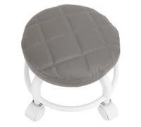 Irfora Tabouret Bas Rond avec roulettes, PU Cuir, 25cm (Gray) | Siège fiable, supporte 300 lb, parfait pour le nettoyage et la lecture, assemblage rapide