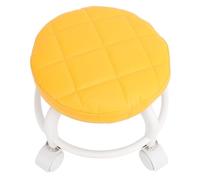 Irfora Tabouret Bas Rond avec roulettes, PU Cuir, 25cm (Orange) | Siège fiable, supporte 300 lb, parfait pour le nettoyage et la lecture, assemblage rapide