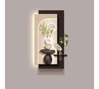 IRHIGBGX Grande Décoration Murale LED 3D, Sculpture Murale en Sable avec Télécommande, Plantes Artificielles et Vase en Verre, Tableau Mural Moderne pour Salon Chambre Entrée Couloir