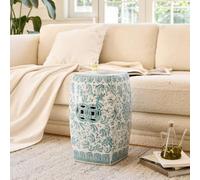 IRHIGBGX Tabouret de Jardin en Céramique Intérieur/Extérieur, Table d'Appoint Chinoiserie avec Dessus Plat Stable, Bout de Canapé Style Bohème, Classique, Rustique ou Bord de Mer(Style 11)