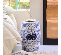 IRHIGBGX Tabouret de Jardin en Céramique Intérieur/Extérieur, Table d'Appoint Chinoiserie avec Dessus Plat Stable, Bout de Canapé Style Bohème, Classique, Rustique ou Bord de Mer(Style 9)