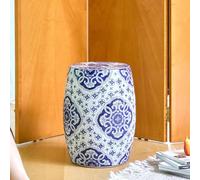 IRHIGBGX Tabouret de Jardin en Céramique Intérieur/Extérieur, Table d'Appoint Chinoiserie avec Dessus Plat Stable, Bout de Canapé Style Bohème, Classique, Rustique ou Bord de Mer(Style 2)