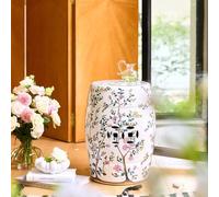 IRHIGBGX Tabouret de Jardin en Céramique Intérieur/Extérieur, Table d'Appoint Chinoiserie avec Dessus Plat Stable, Bout de Canapé Style Bohème, Classique, Rustique ou Bord de Mer(Style 3)