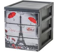 Iris Ohyama, Armoire de rangement, 3 tiroirs de 2L, Avec roues, Paris, L26 x l19 x H22 cm