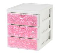 Iris Ohyama, Armoire de rangement, 3 tiroirs de 2L, Avec roues, Princesse, L26 x l19 x H22 cm
