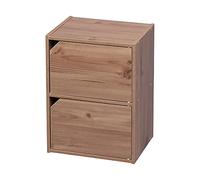 Iris Ohyama, Bibliothèque de Rangement, Meuble avec 2 Portes et 2 étagères, Montage Facile, Design, Modulable, Bureau, Chambre, Salon - Module Shelf MDB-2D -Marron Clair