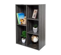 Iris Ohyama, Meuble de Rangement en Bois, bibliothèque 60 cm de largeur, à Cube, Étagère 5 Compartiments, Modulaire, Polyvalent, Gris, Ouvert, Salon, Bureau, Chambre, Livres, Assemblage Facile, CX-23C
