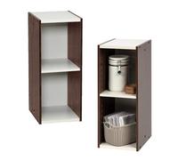 Iris Ohyama, Bibliotheque Gain de Place, 2 Etageres, Marron, Réglable, Modulable, pour Salon, Bureau, Chambre, Livres, CD, Petit Meuble de Rangement, Montage Facile, UB-6025