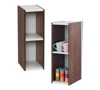 Iris Ohyama, Bibliotheque Gain de Place, Etroite 2 Etageres, Marron, Réglable, Modulable, pour Salon, Bureau, Chambre, Livres, CD, Petit Meuble de Rangement, Montage Facile, UB-6020