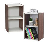 Iris Ohyama, Bibliotheque Gain de Place, Extra Large 2 Etageres, Lot de 2, Marron, Réglable, Modulable, pour Salon, Bureau, Chambre, Livres, CD, Petit Meuble de Rangement, Montage Facile, UB-6035