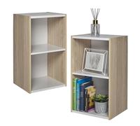 Iris Ohyama, Bibliotheque Gain de Place, Extra Large 2 Etageres, Marron Clair, Réglable, Modulable, pour Salon, Bureau, Chambre, Livres, CD, Petit Meuble de Rangement, Montage Facile, UB-6035
