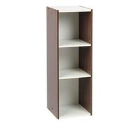 Iris Ohyama, Bibliotheque Gain de Place, Large 3 Etageres, Marron, Réglable, Modulable, pour Salon, Bureau, Chambre, Livres, CD, Petit Meuble de Rangement, Montage Facile, UB-9030