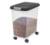 Iris Ohyama, Boîte à croquette hermétique sans BPA pour animaux, Couvercle à rabat, 35L, MP-8, Noir