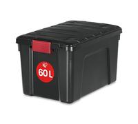Iris Ohyama, Boîte/Boîte de rangement, 60 L, Empilable, Clips, Jardin, Garage, Grenier - Store it All Box SIA-60 - Noir
