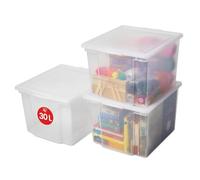 Iris Ohyama, Boites de Rangement Polyvalente, 30L, Lot de 3, Transparent, USB-M