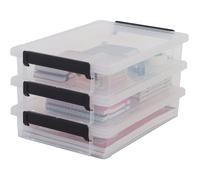 Iris Ohyama, Boite de Rangement document A4 plastique, 4L, Lot de 3, Transparent, LLB-A4