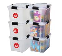 Iris Ohyama, Boite de Rangement Hermétique, 20L, Lot de 6, Transparent, AT-SD